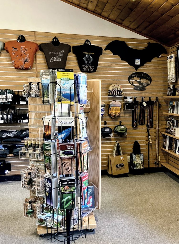 bat themed gift shop at Oregon Caves Visitor Center